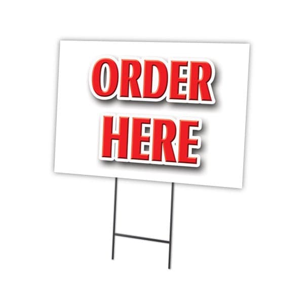 Order Here Yard Sign & Stake outdoor plastic coroplast window, C-1824-DS-Order Here